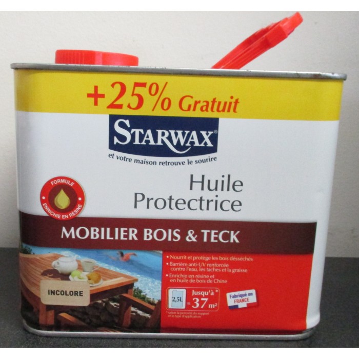 Huile Protectrice Mobilier Bois & Teck STARWAX 2L+25% Gratuit Incolore