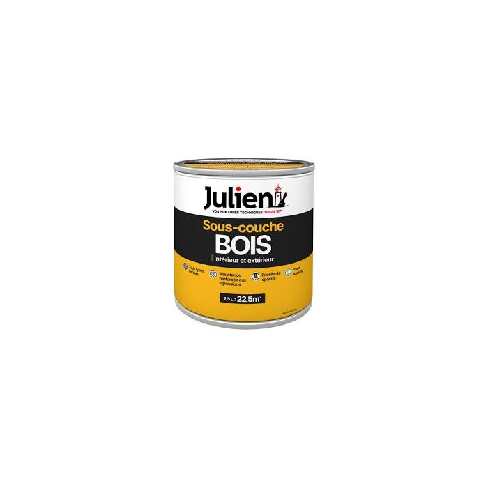 Sous-Couche Bois Intérieur et Extérieur JULIEN 2.5L Blanc Mat