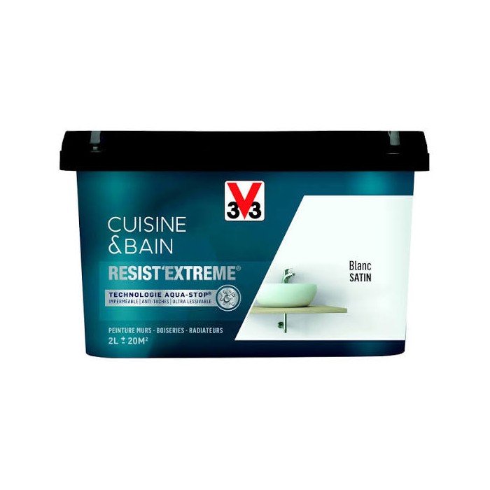 Peinture Cuisine & Bain RESIST'EXTREME V33 2L Blanc Satin