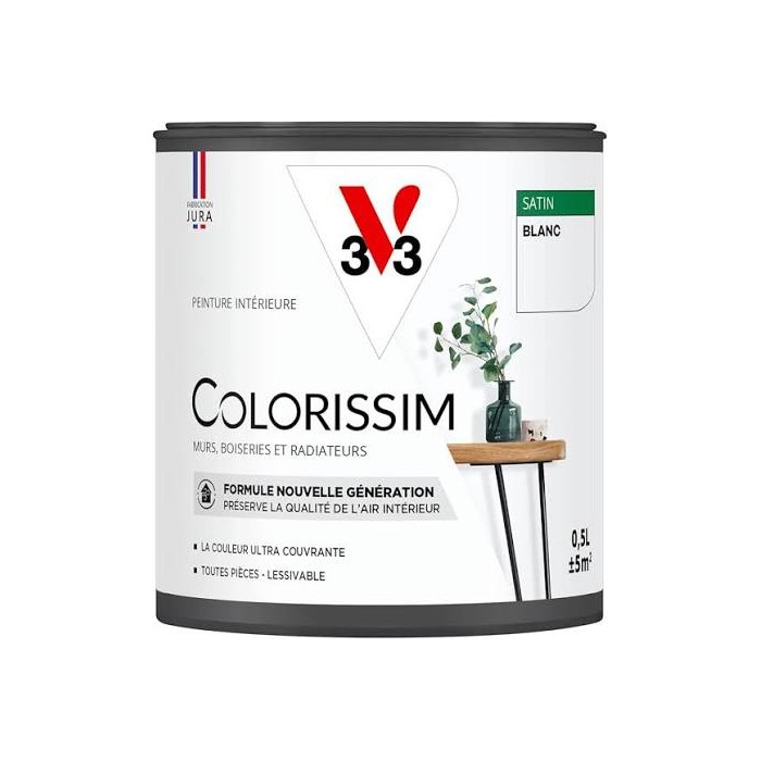 Peinture Intérieure Multi-supports COLORISSIM V33 0.5L Blanc Satin