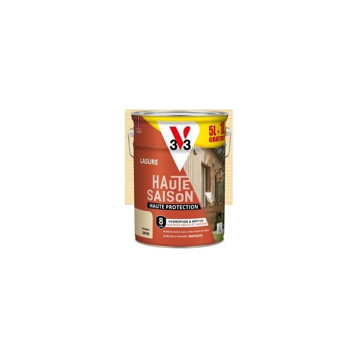Lasure Haute Saison Haute Protection V33 5L+1L Gratuit Incolore Satin