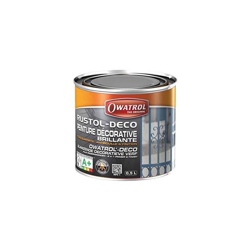 Peinture décorative antirouille Rustol Deco RAL 9010 Blanc pur brillant  2,5L OWATROL